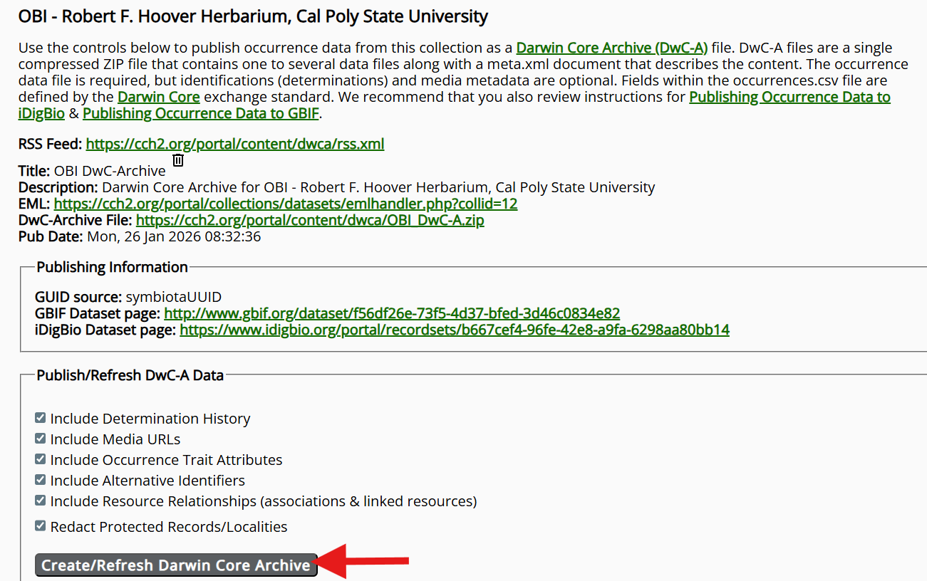 Darwin Core Archive Publishing Tool