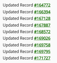 Listing of records updated by georeference duplicate tool
