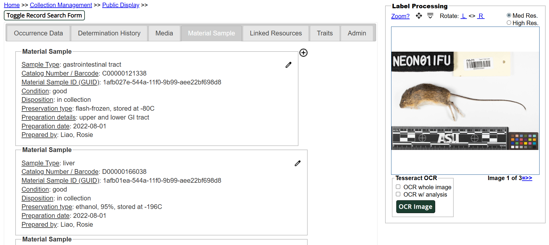 Material Sample Example