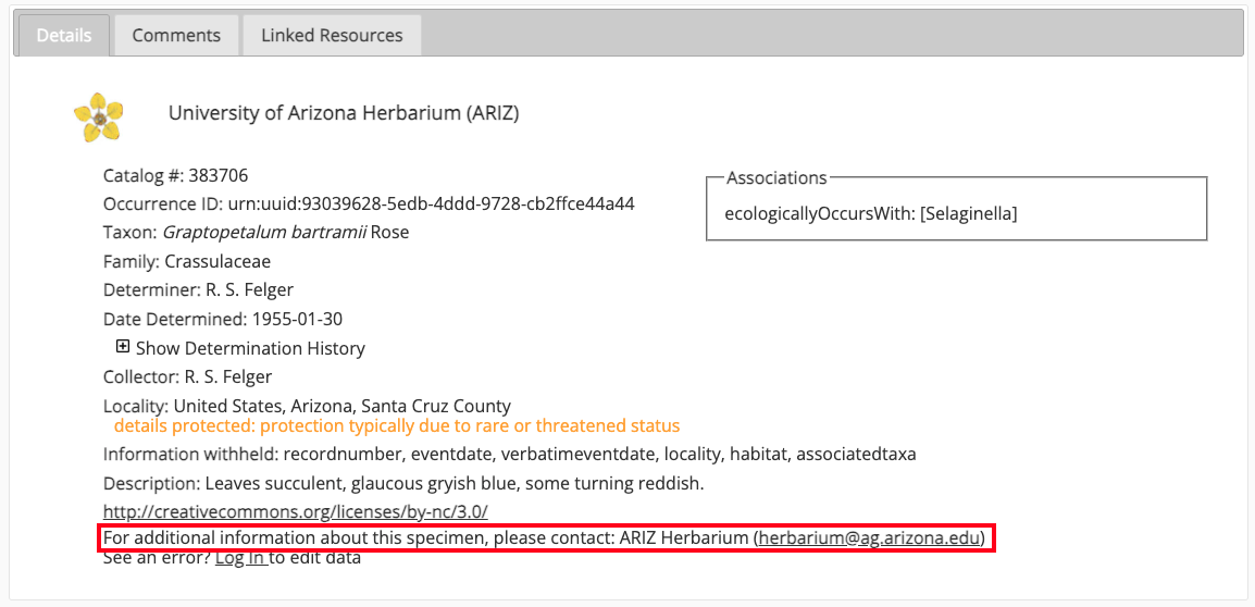 Listed contact on record