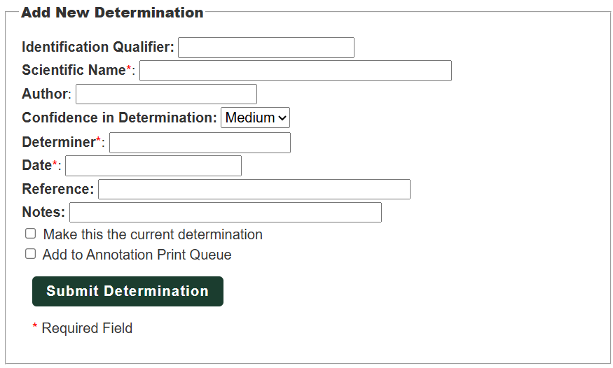 Add New Determination Form