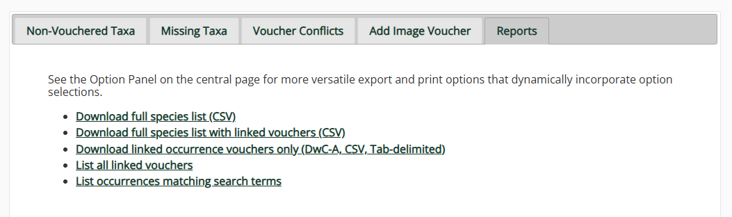 Reports Tab from Checklist