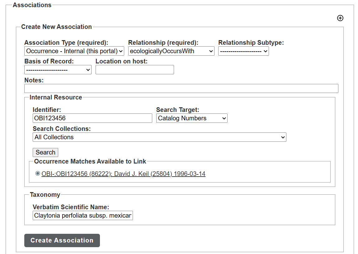 Create New Internal Association Example
