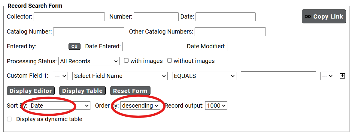 Capture d'écran du tri par date décroissante
