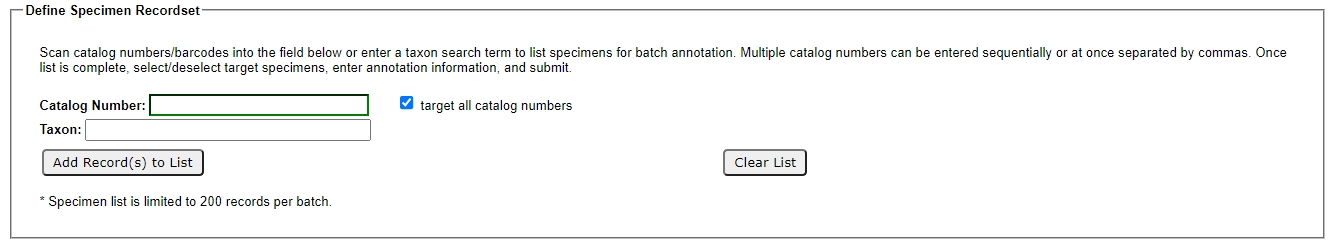 Batch Annotation Search Form