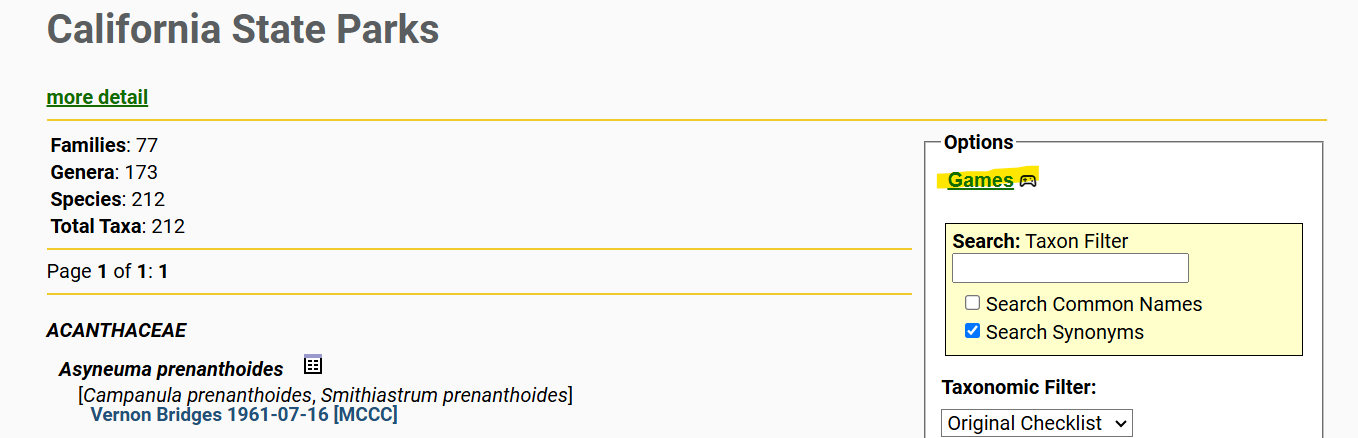 Navigation vers les jeux depuis la liste