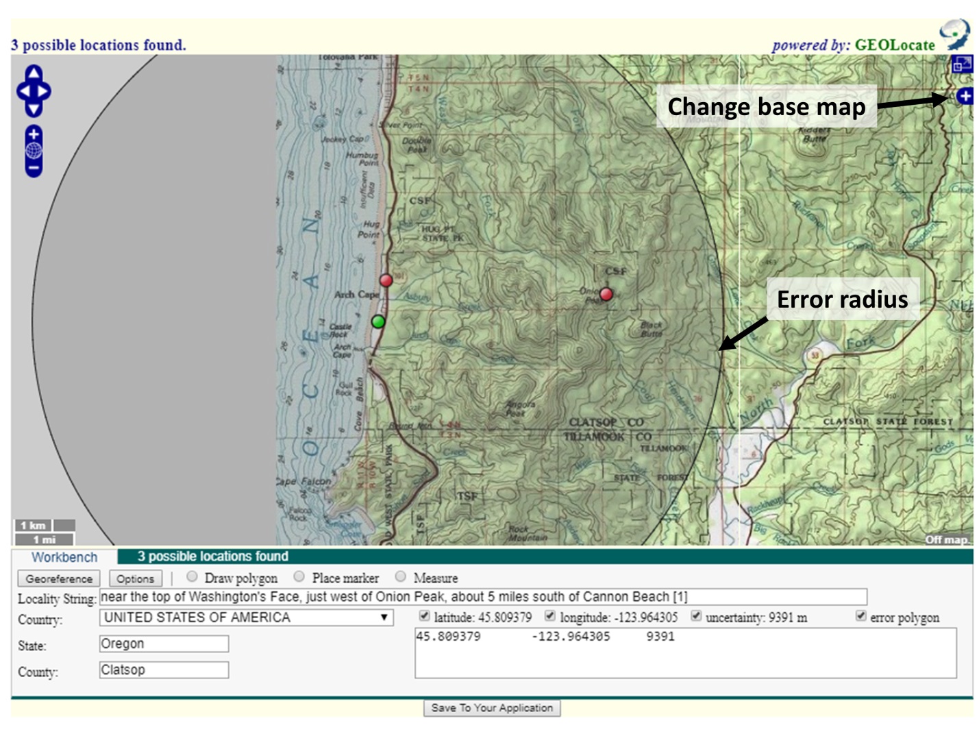Options GEOLocate
