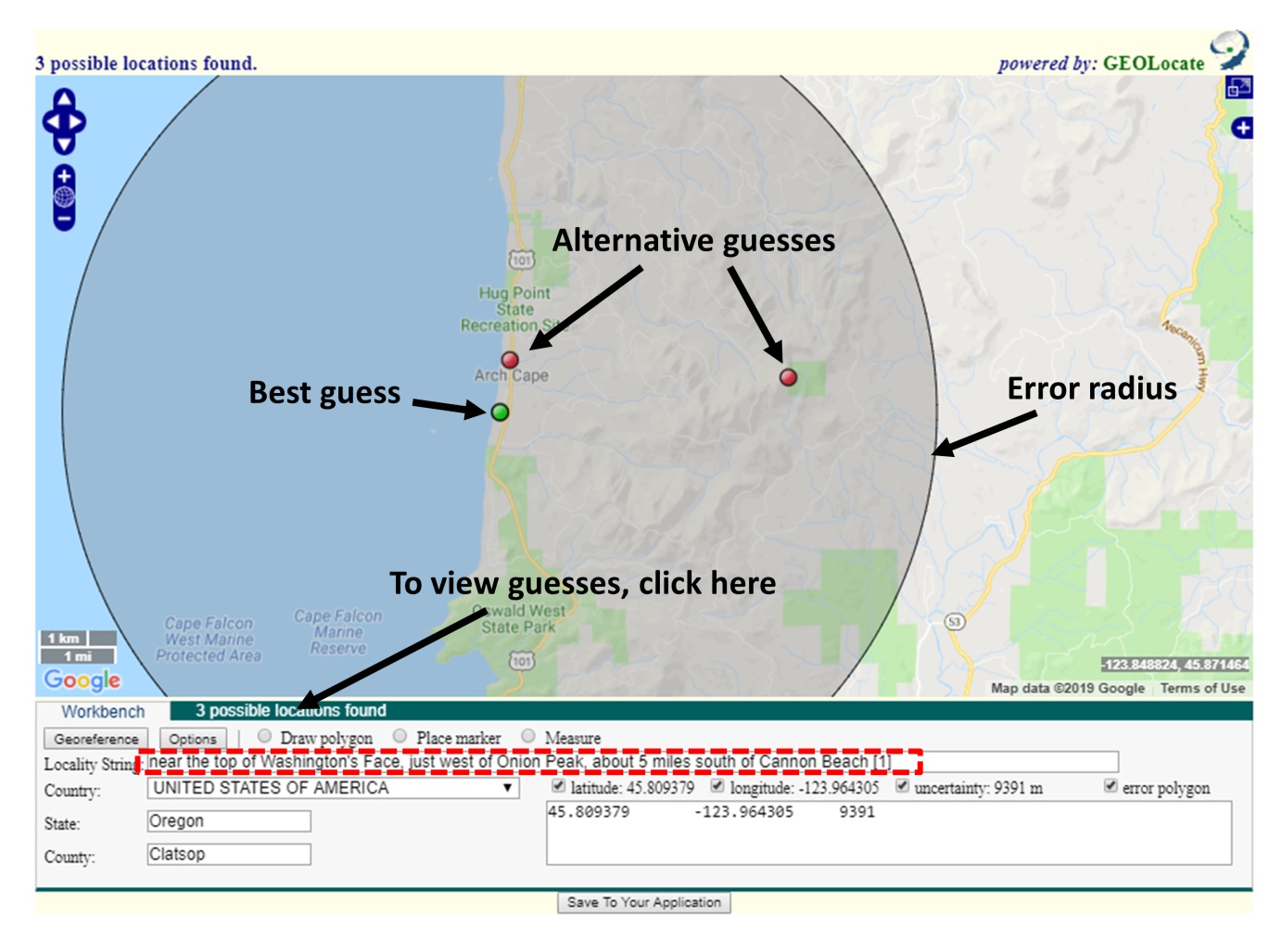 Options GEOLocate