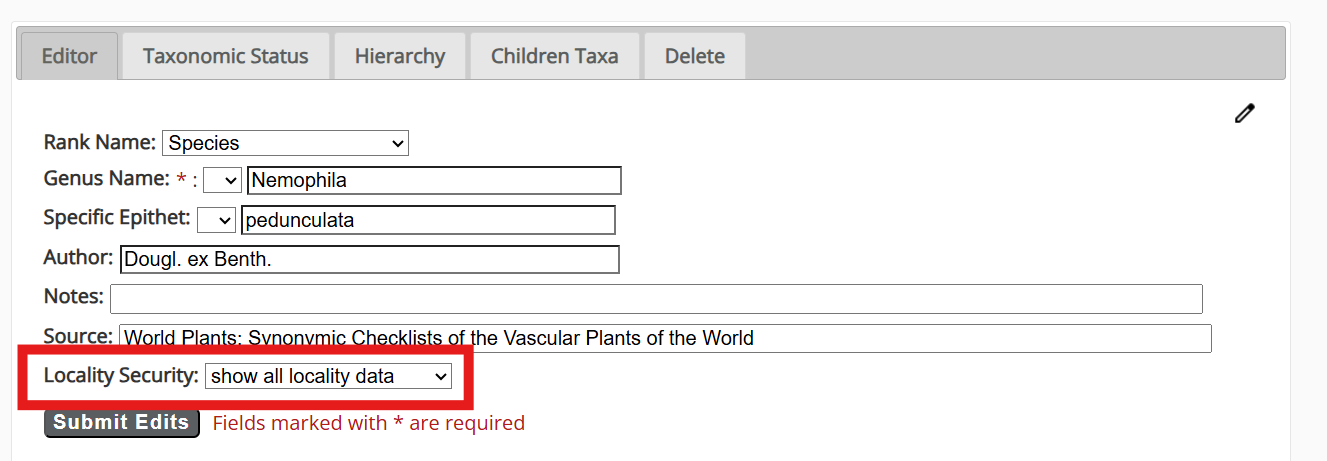 Exemple d'éditeur de taxonomie
