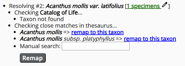 Exemple 2 de nettoyage taxonomique